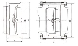 H76對夾雙瓣旋啟式止回閥結構示意圖